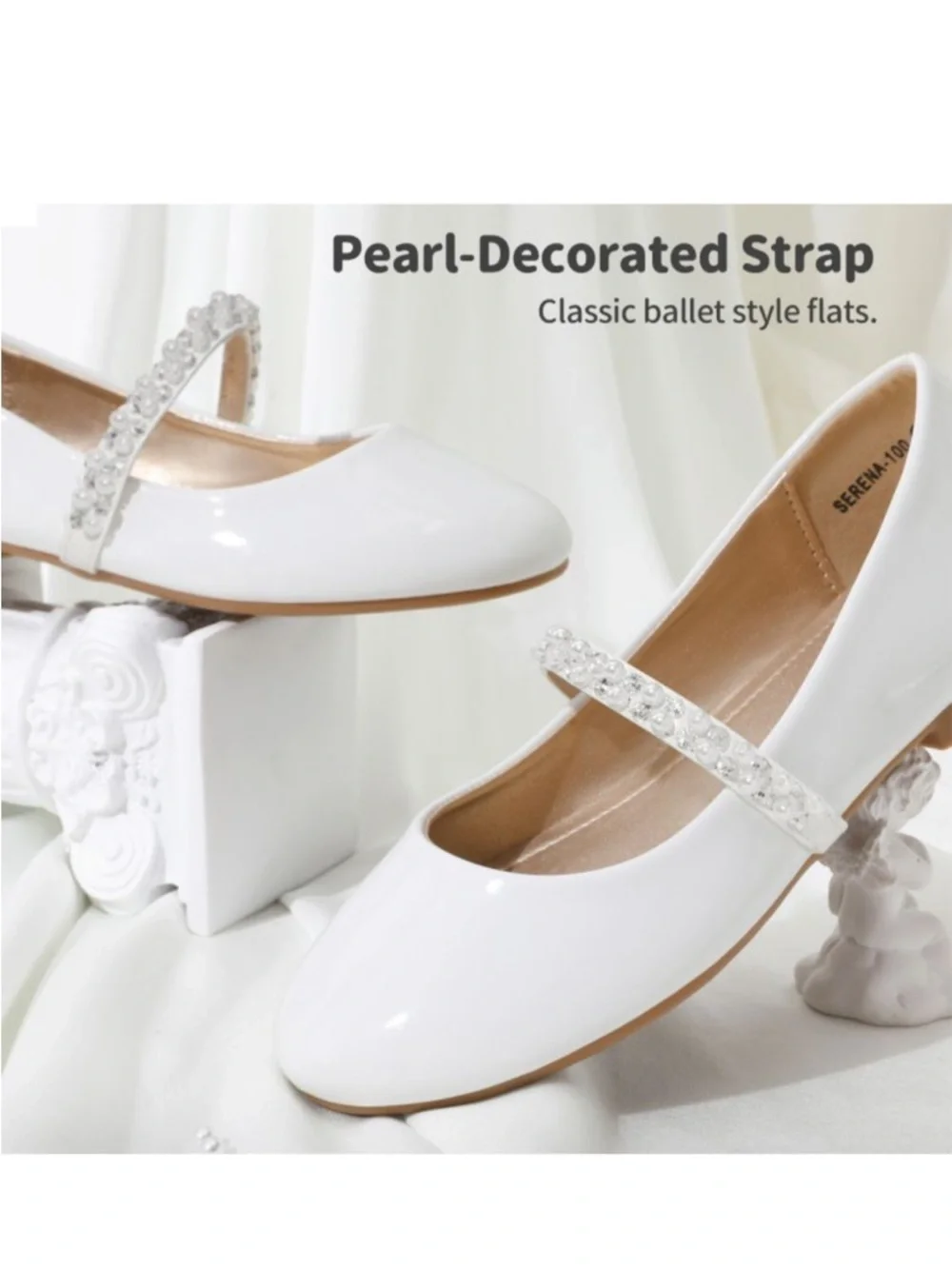 NIB DREAM PAIRS White Patent Leather Girls Mary Jane with Beaded Strap